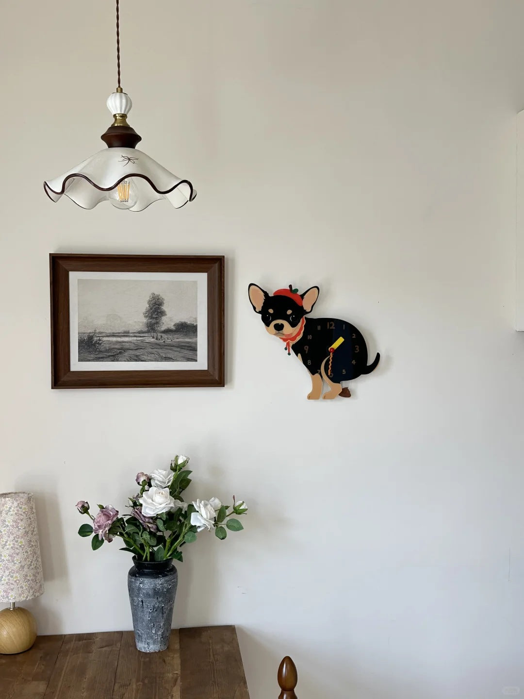 Black and Tan Chihuahua Wall Clock with Swinging Poop Pendulum additional product view