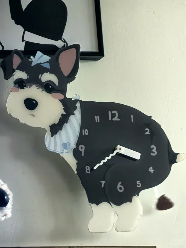 Dark Schnauzer Wall Clock with Swinging Poop Pendulum additional product view