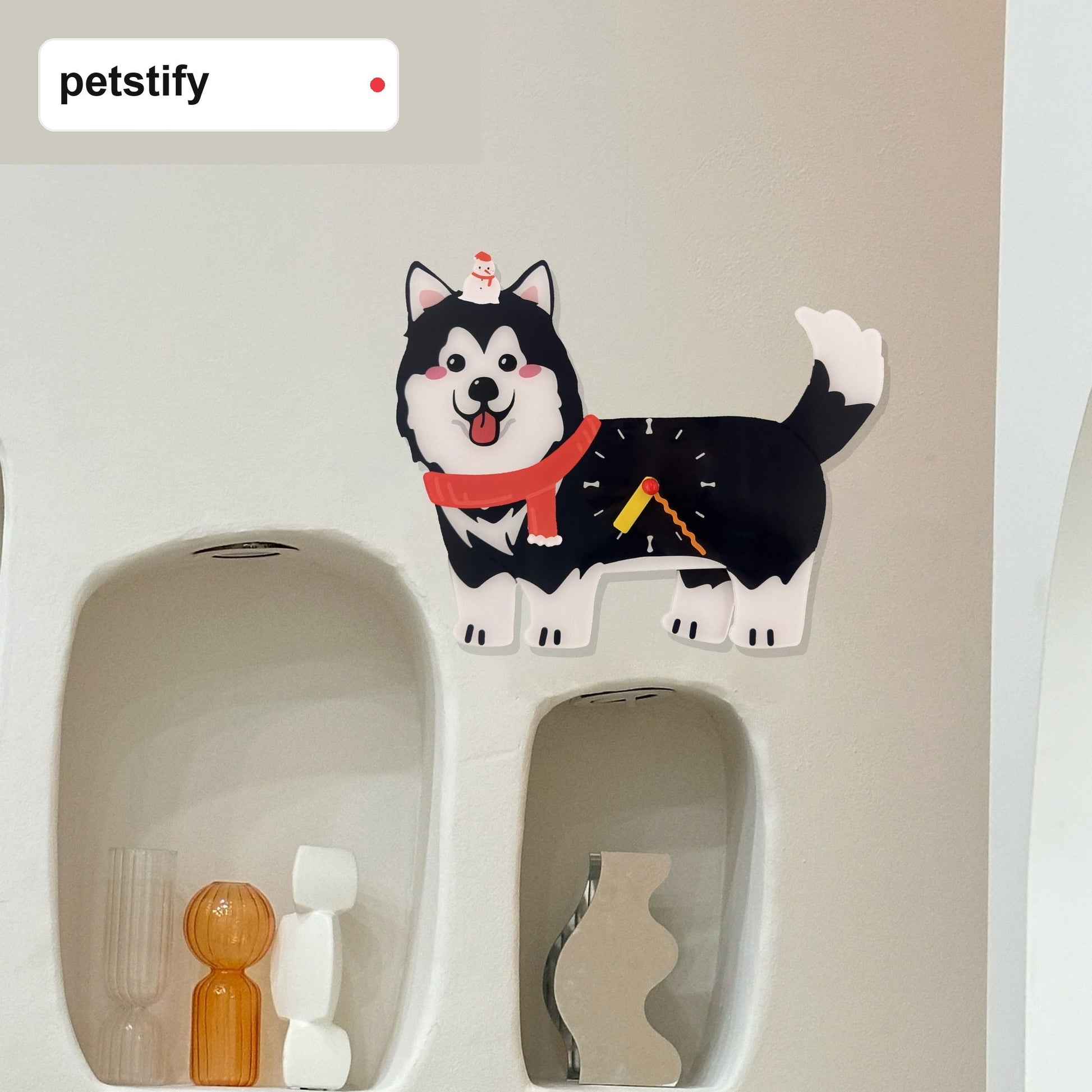 Petstify Alaskan Malamute acrylic wall clock main product photo