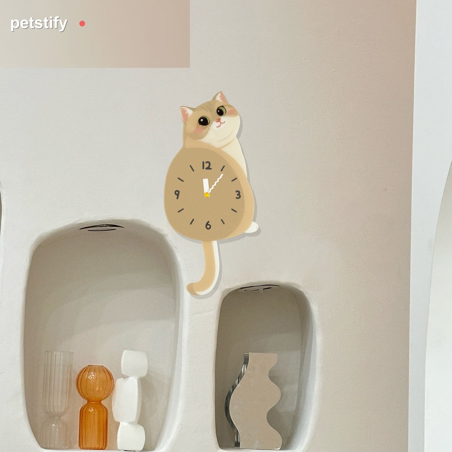 Petstify Blue Golden Shaded Cat acrylic wall clock main product photo