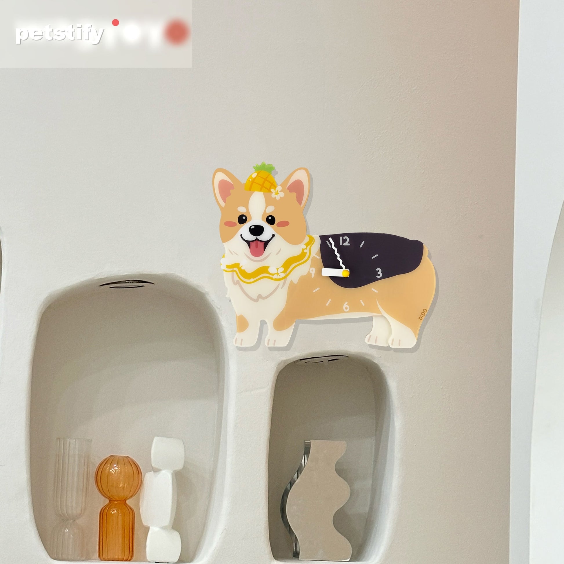 Corgi Petstify dog wall clock with swinging poop pendulum