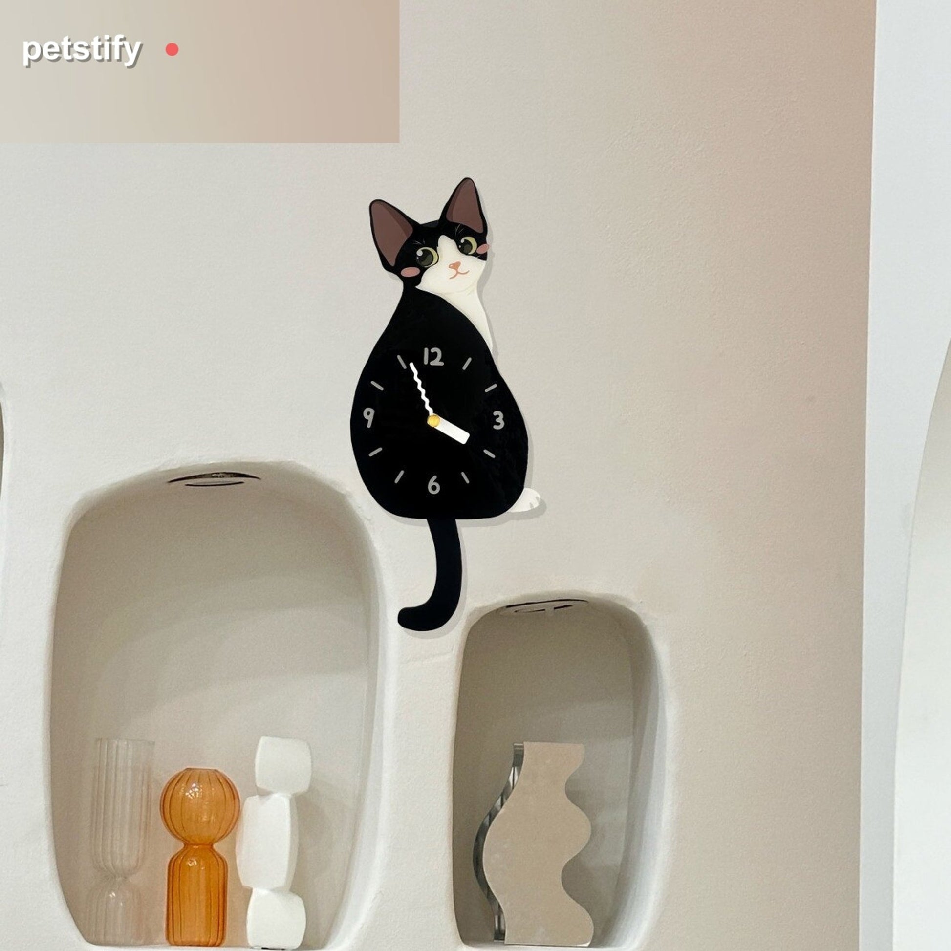 Petstify Devon Rex swinging tail acrylic wall clock main product photo