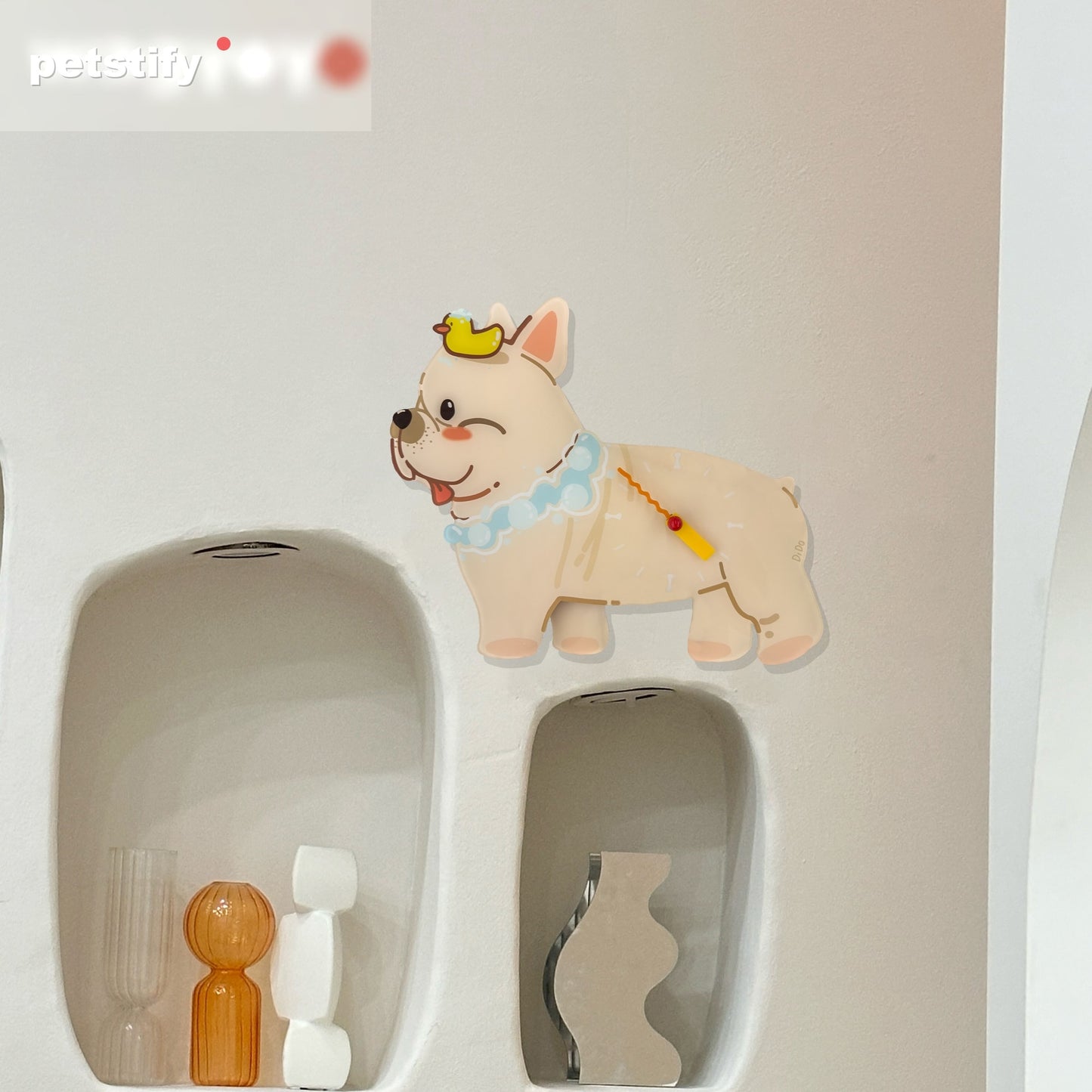 French Bulldog Petstify dog wall clock with swinging poop pendulum