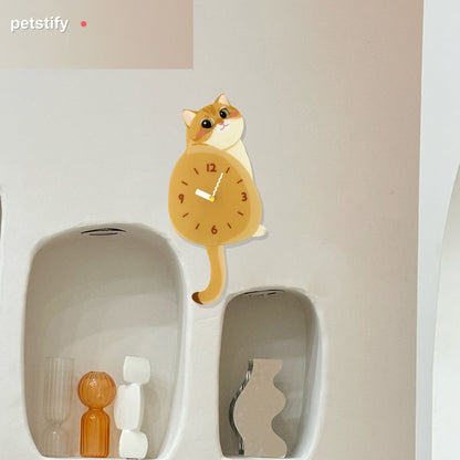 Petstify Golden Shaded Cat acrylic wall clock main product photo