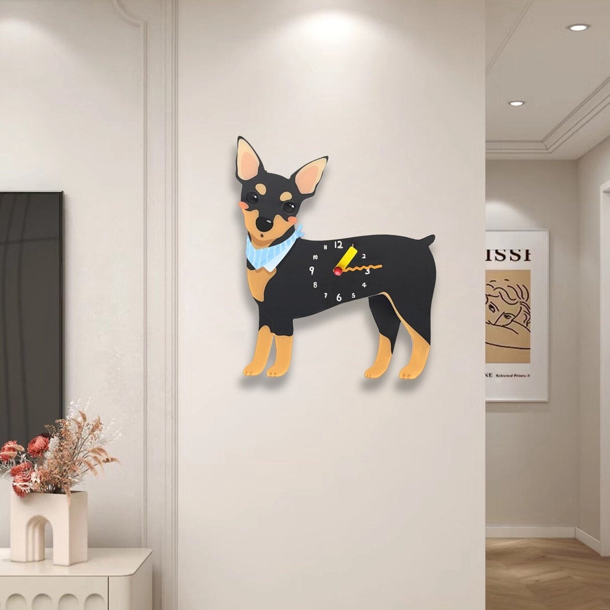 Petstify Miniature Pinscher swinging paw acrylic wall clock main product photo