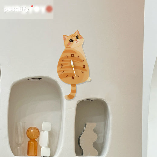 Orange Tabby Swinging Tail Wall Clock