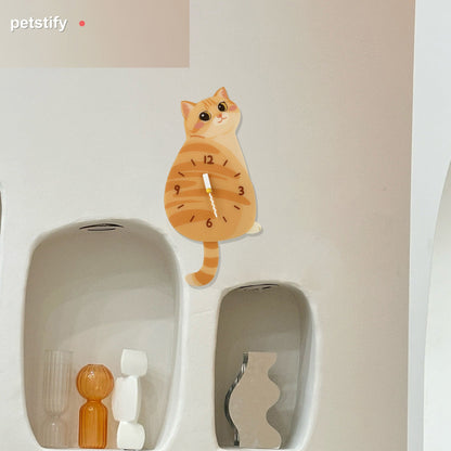 Petstify Orange Tabby swinging tail acrylic wall clock main product photo