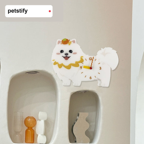 Pomeranian Swinging Paw Wall Clock acrylic clock cutout