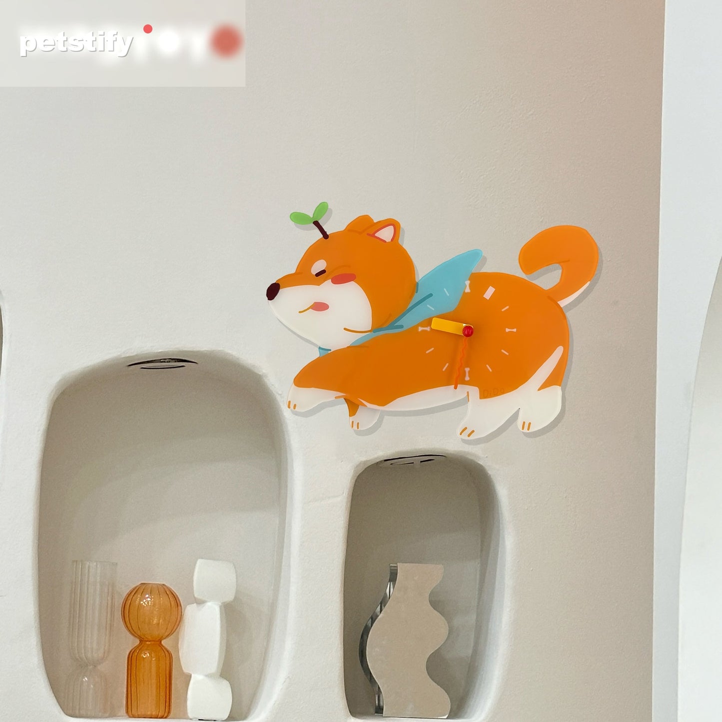 Shiba Inu Petstify dog wall clock with swinging poop pendulum