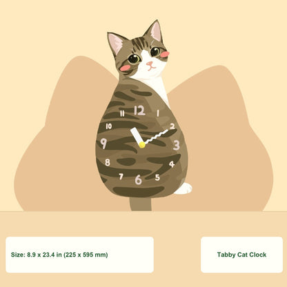 Petstify Tabby Cat swinging tail acrylic wall clock main product photo