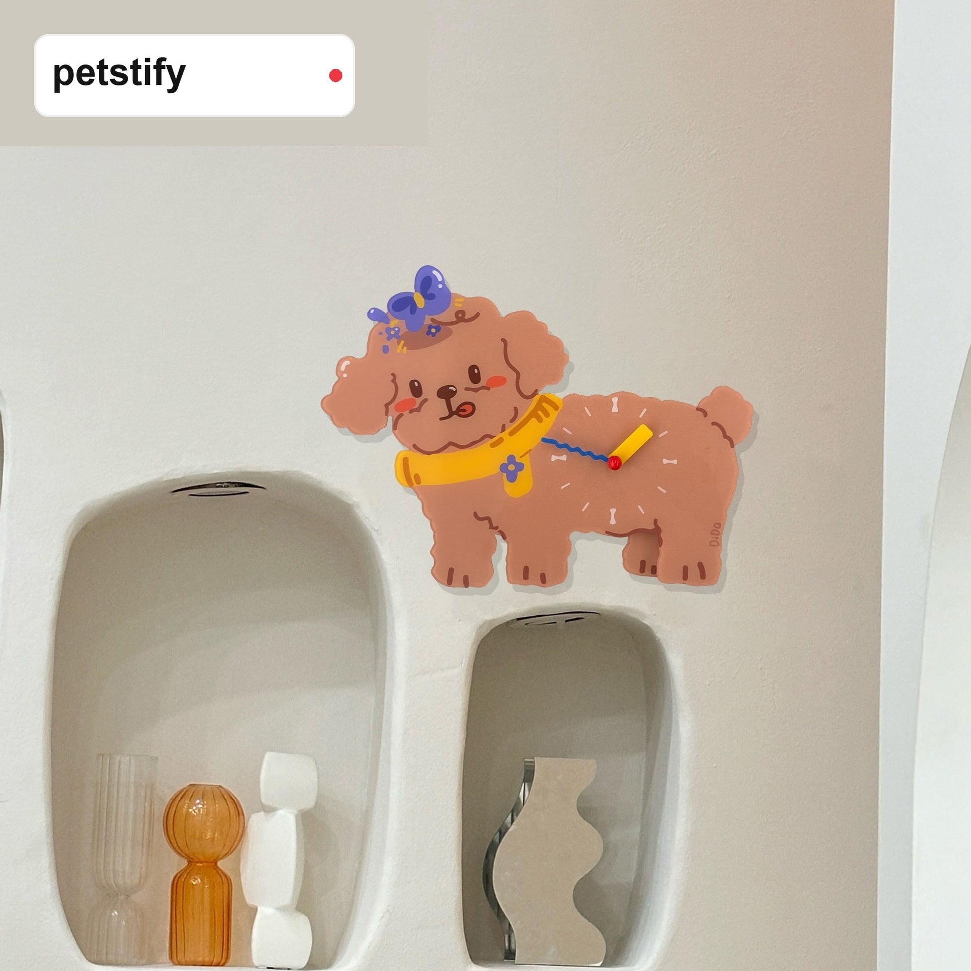 Petstify Teddy Poodle acrylic wall clock main product photo