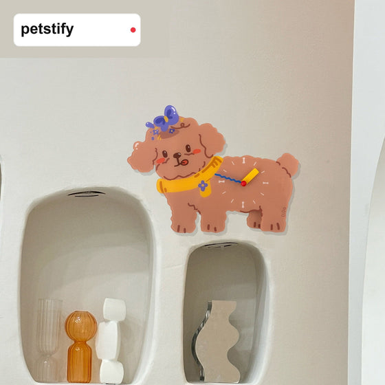 Teddy Poodle Wall Clock acrylic clock cutout
