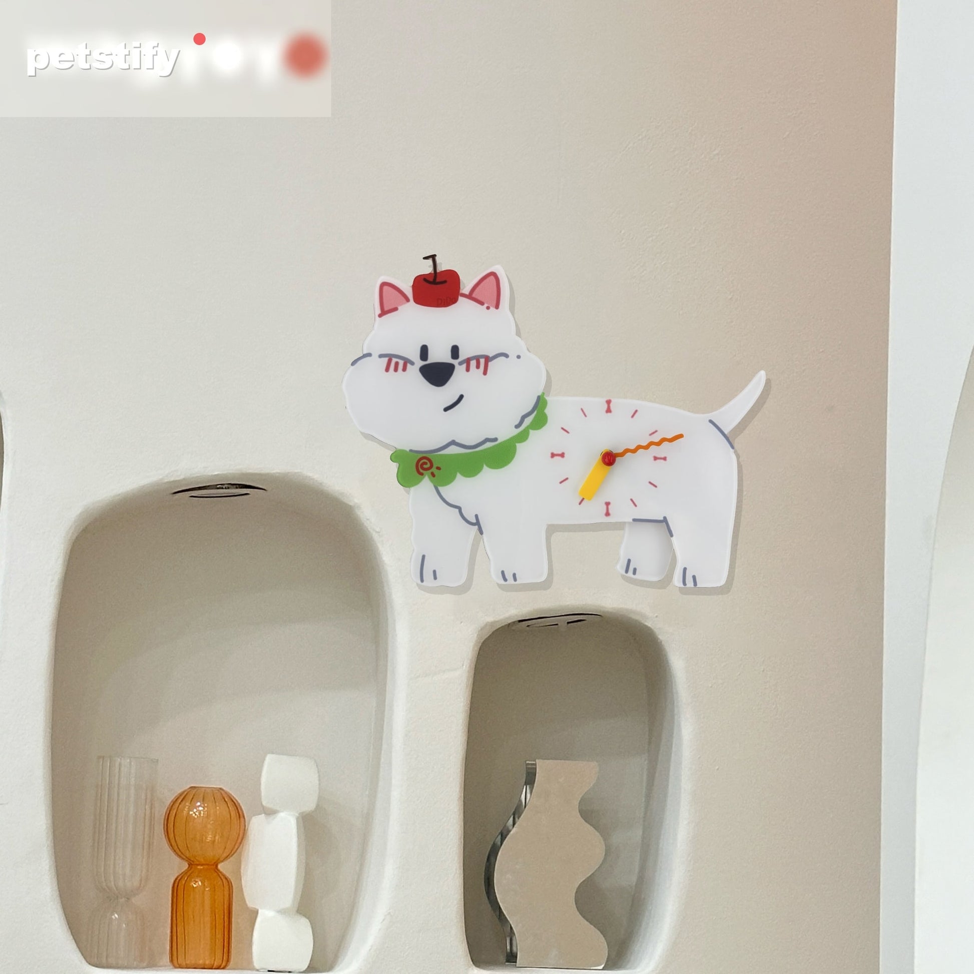Westie Petstify dog wall clock with swinging poop pendulum
