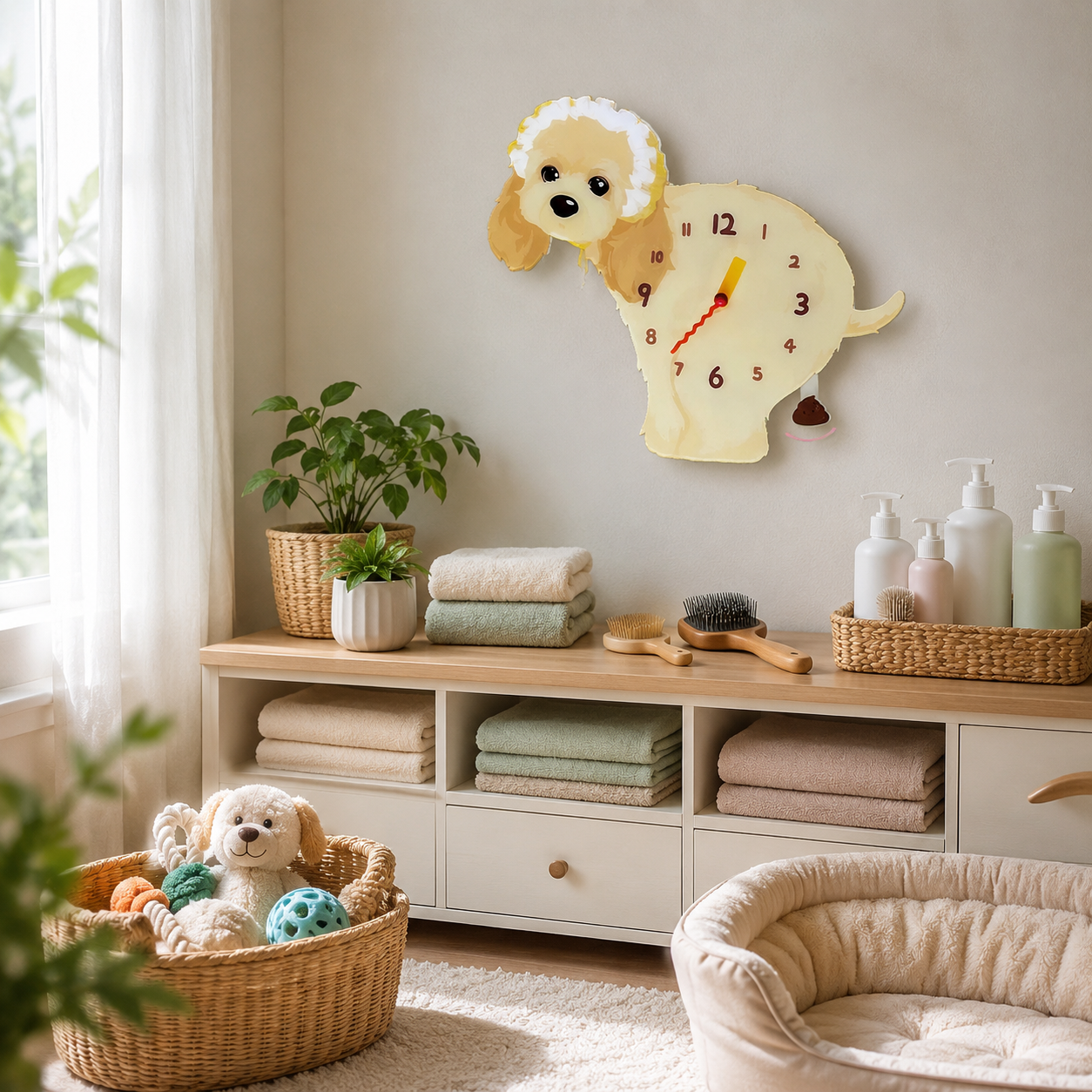 American Cocker Spaniel styled on a cozy home wall as funny dog wall decor