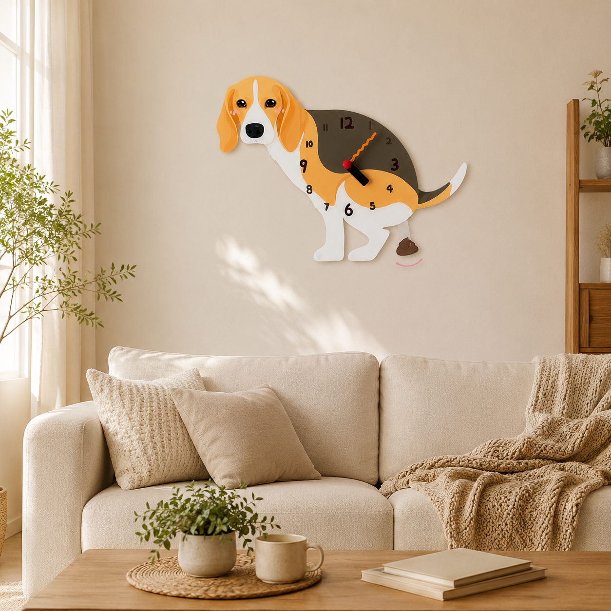 Beagle styled on a cozy home wall as funny dog wall decor
