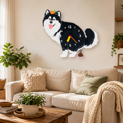 Black Cross Alaskan Malamute styled on a cozy home wall as funny dog wall decor