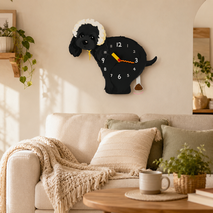 Black American Cocker Spaniel styled on a cozy home wall as funny dog wall decor