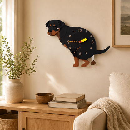 Rottweiler styled on a cozy home wall as funny dog wall decor