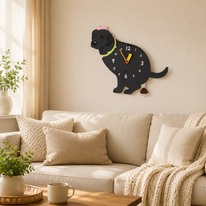 Black Labrador Retriever styled on a cozy home wall as funny dog wall decor