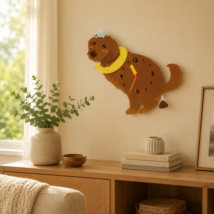 Dark Golden Retriever styled on a cozy home wall as funny dog wall decor