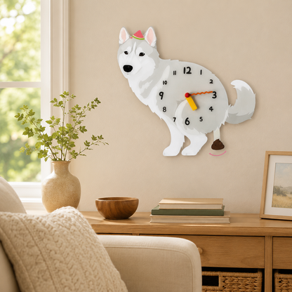 Gray Husky styled on a cozy home wall as funny dog wall decor