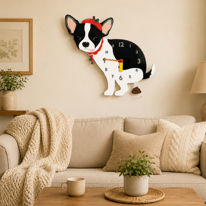 Black and White Chihuahua styled on a cozy home wall as funny dog wall decor