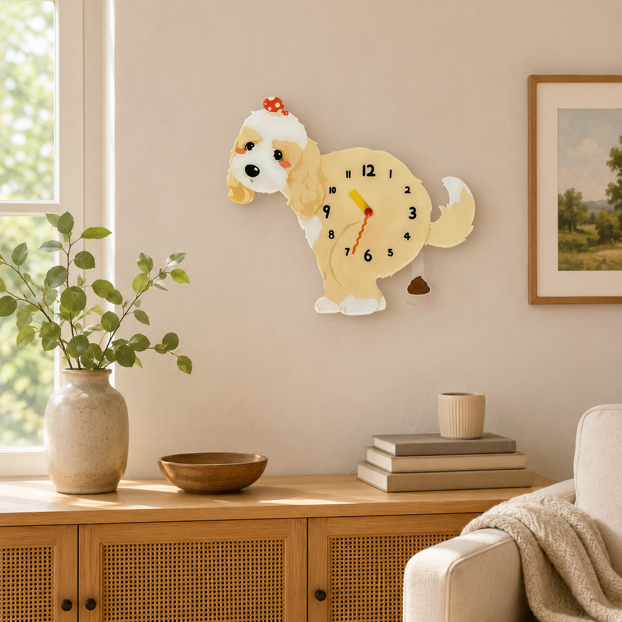 Light Cockapoo styled on a cozy home wall as funny dog wall decor