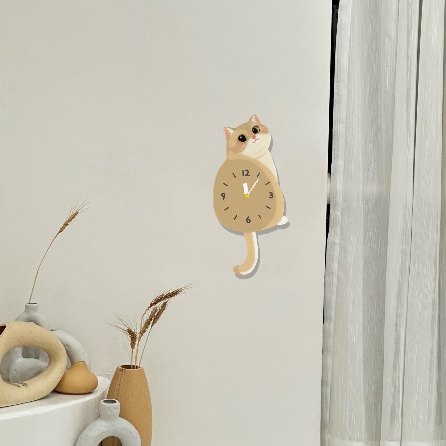 Petstify Blue Golden Shaded Cat acrylic wall clock room wall decor photo