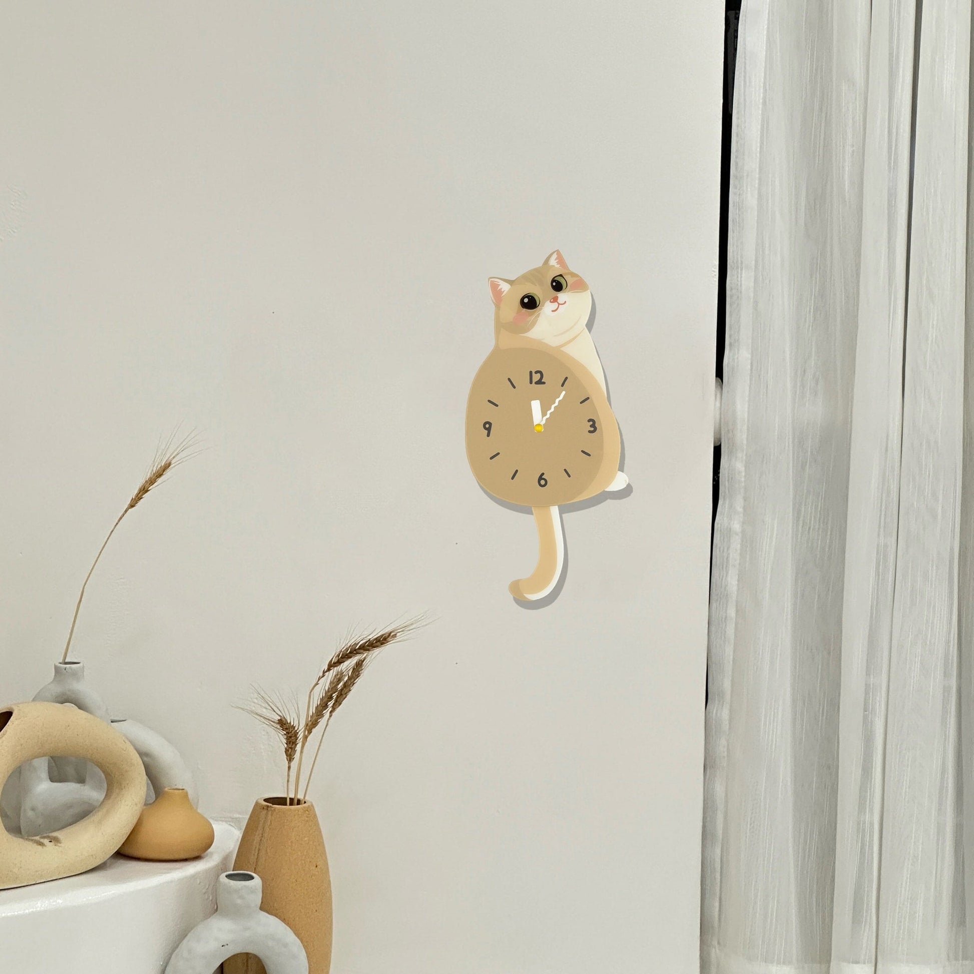 Petstify Blue Golden Shaded Cat acrylic wall clock room wall decor photo