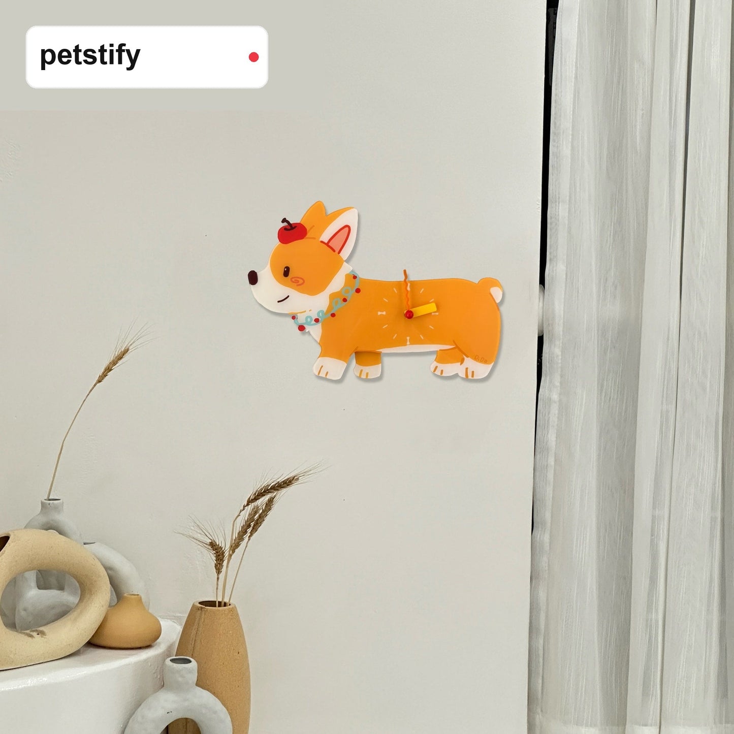 Petstify Chubby Corgi acrylic wall clock room wall decor photo