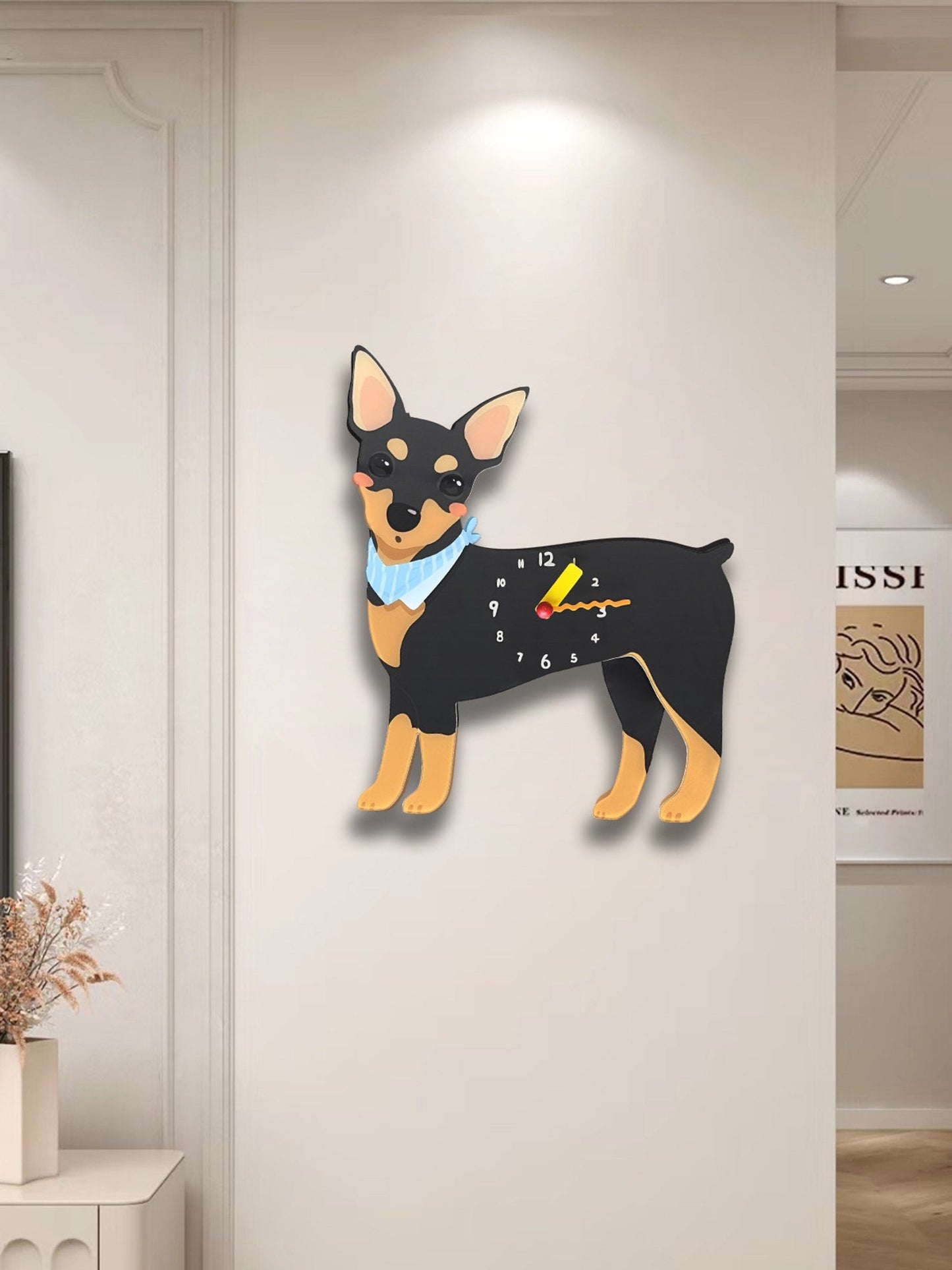 Petstify Miniature Pinscher swinging paw acrylic wall clock room wall decor photo