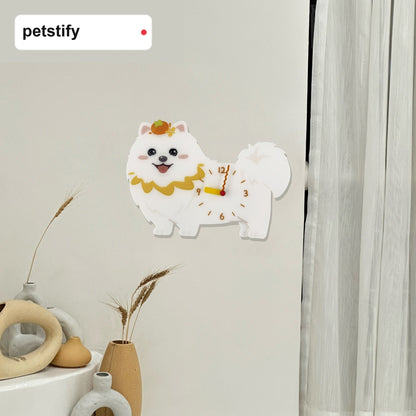Petstify Pomeranian swinging paw acrylic wall clock room wall decor photo