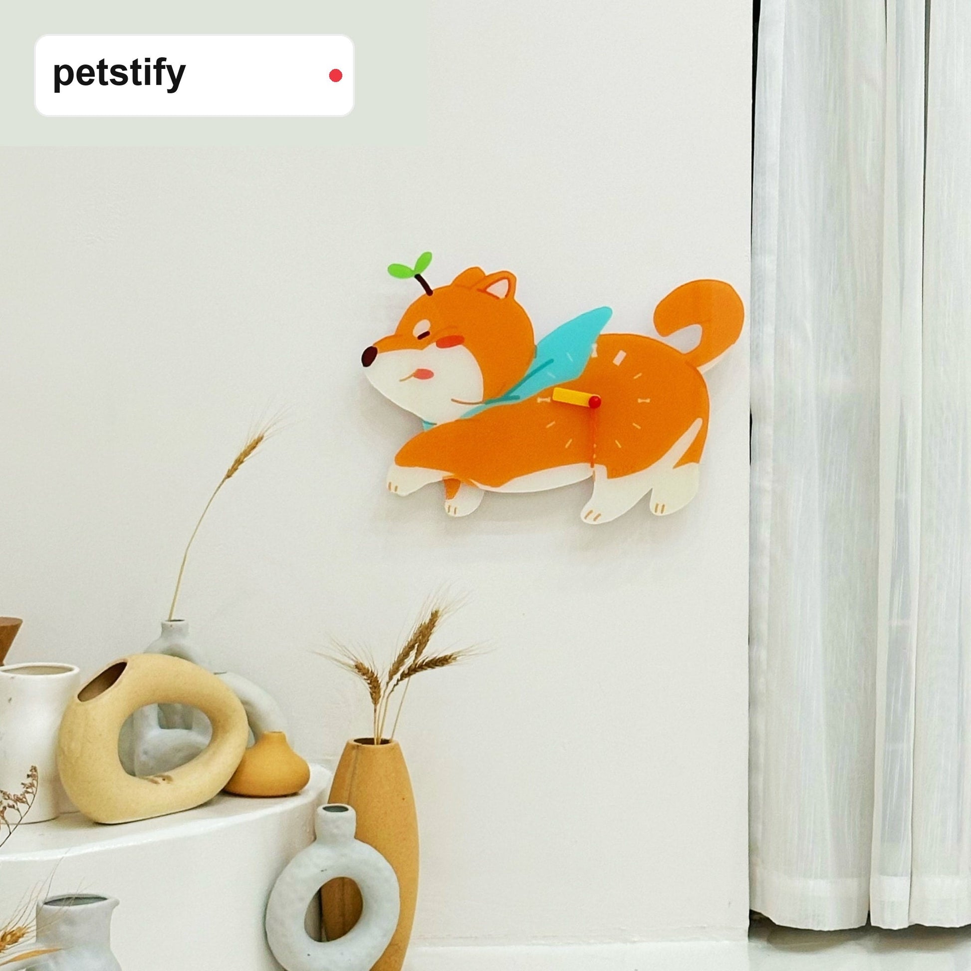 Petstify Shiba Inu acrylic wall clock room wall decor photo