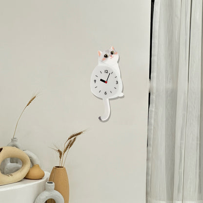 Petstify Silver Shaded Cat acrylic wall clock room wall decor photo