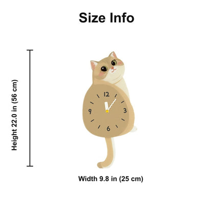 Petstify Blue Golden Shaded Cat acrylic wall clock size chart