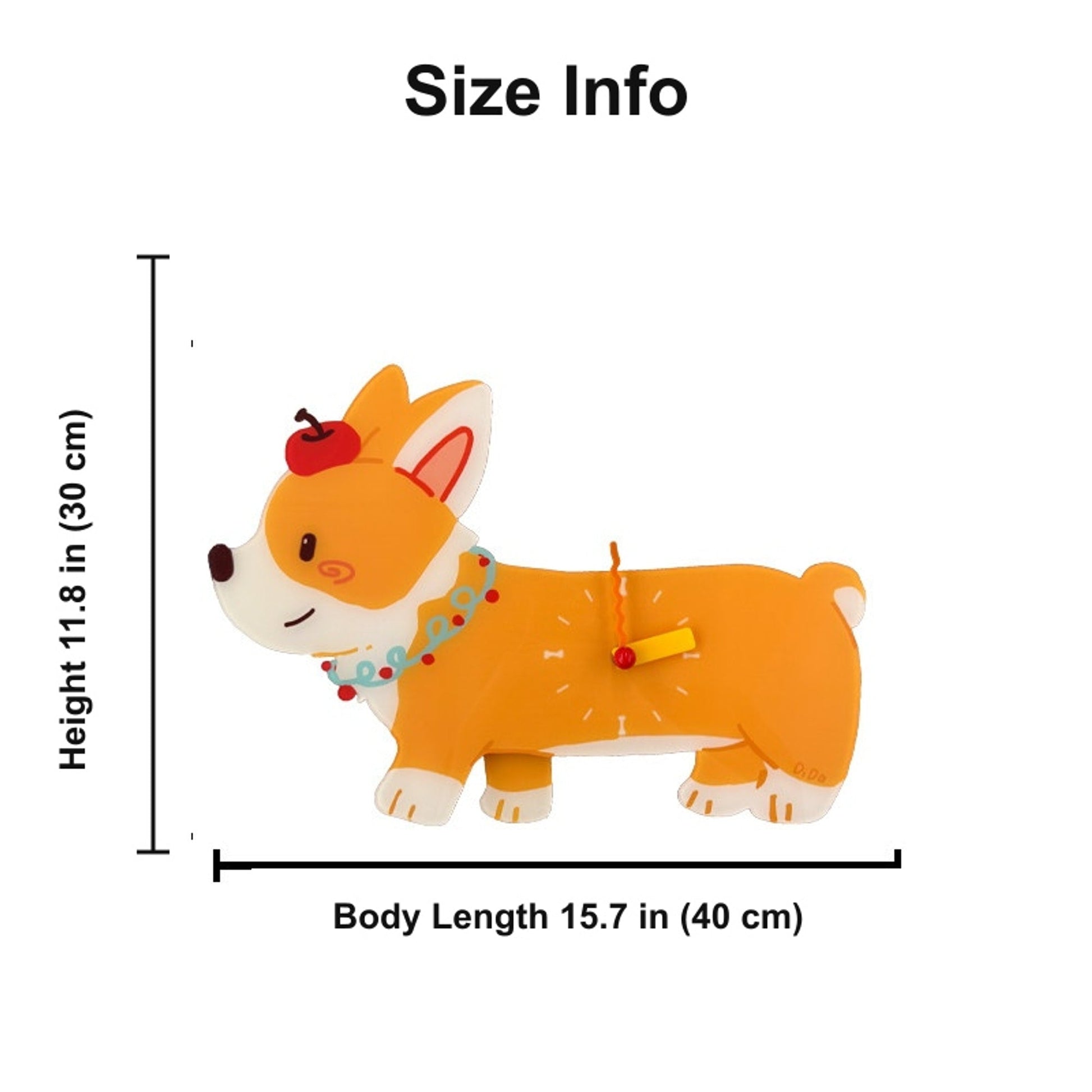 Petstify Chubby Corgi acrylic wall clock size chart