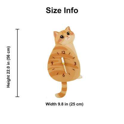Petstify Orange Tabby swinging tail acrylic wall clock size chart