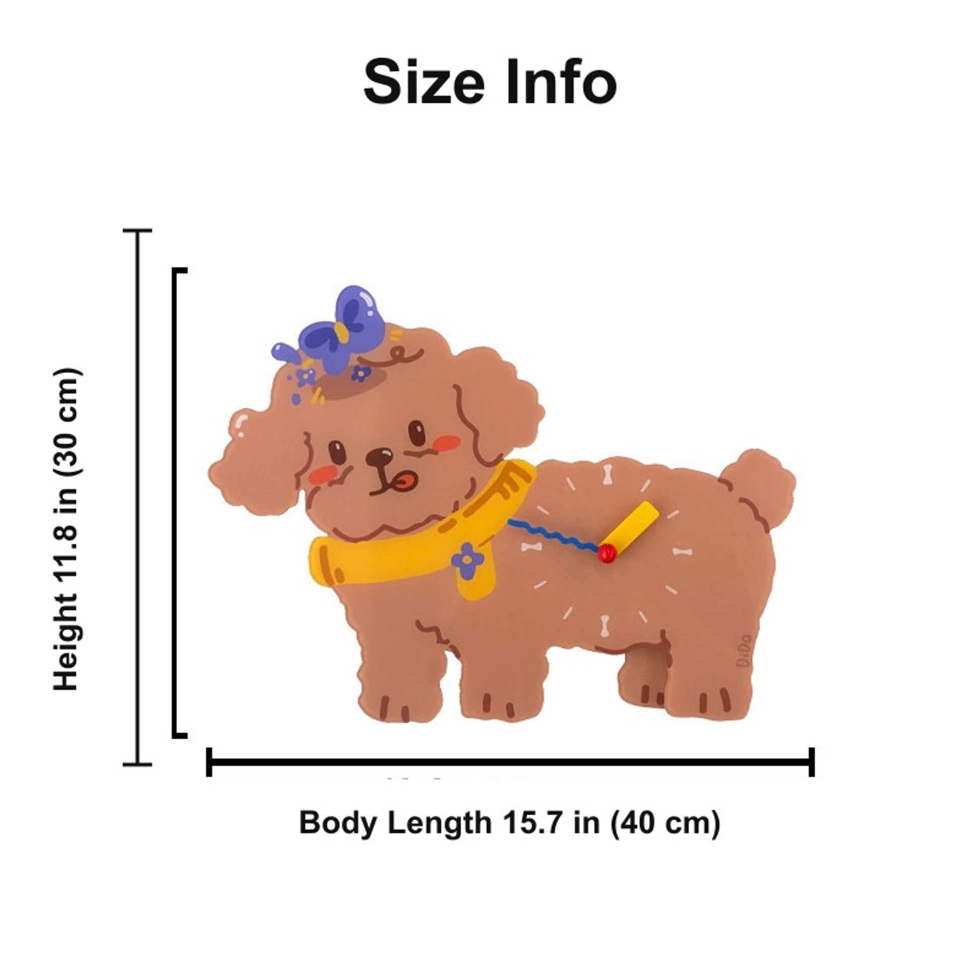 Petstify Teddy Poodle acrylic wall clock size chart