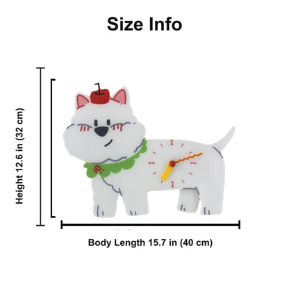 Petstify Westie swinging paw acrylic wall clock size chart