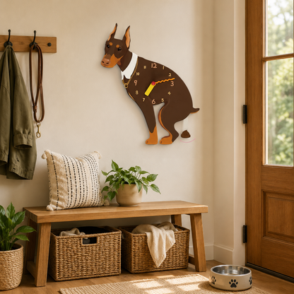 Brown Doberman in a warm room scene for dog lovers and pet parents