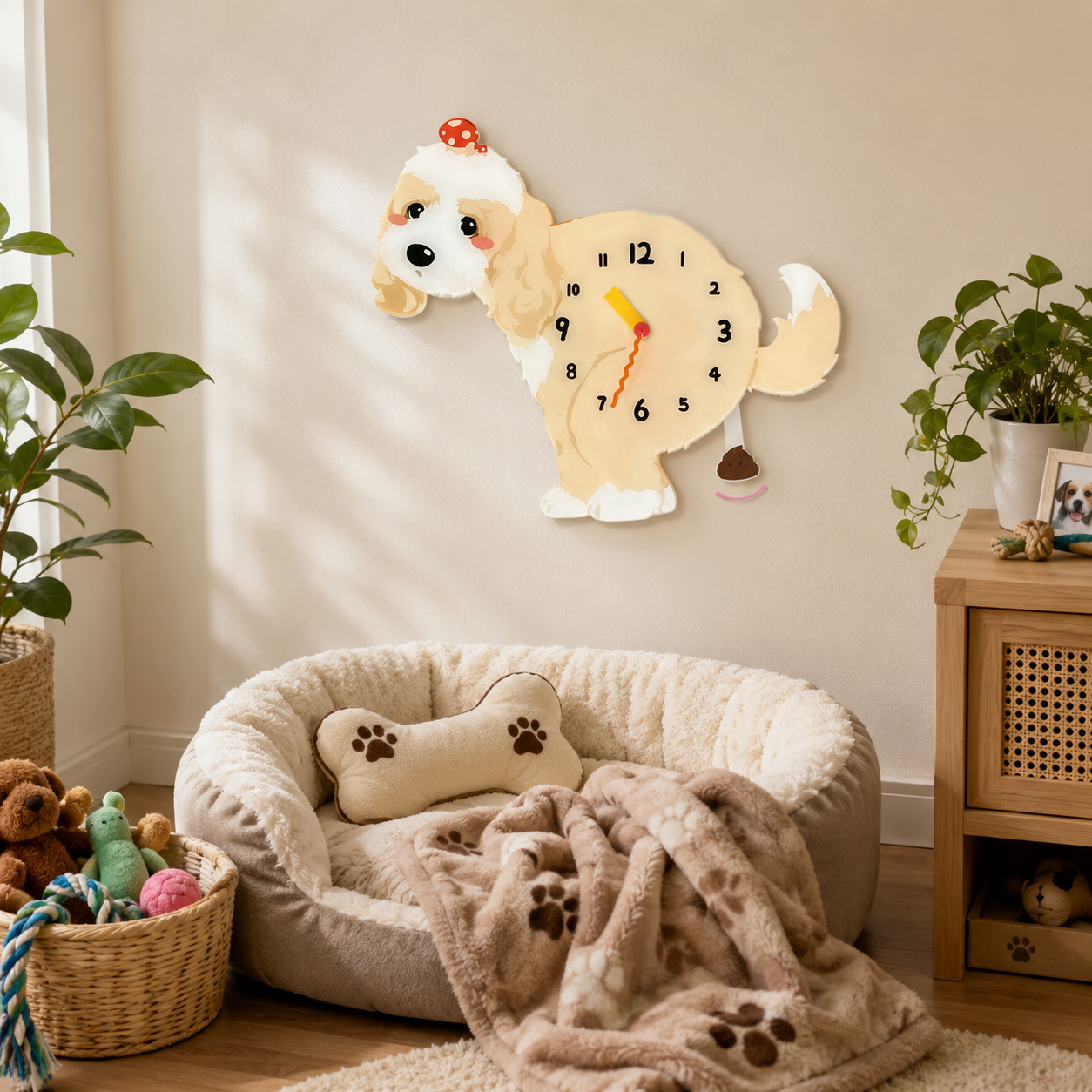Light Cockapoo in a warm room scene for dog lovers and pet parents