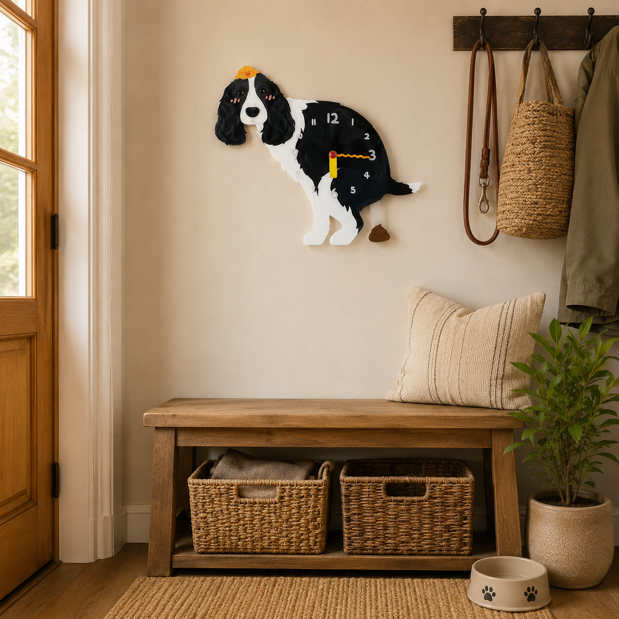 Black Springer Spaniel in a warm room scene for dog lovers and pet parents
