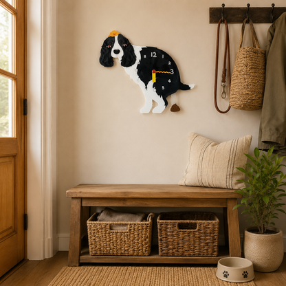 Black Springer Spaniel in a warm room scene for dog lovers and pet parents