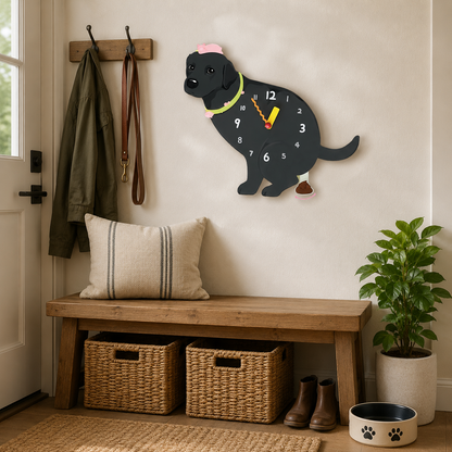 Black Labrador Retriever in a warm room scene for dog lovers and pet parents