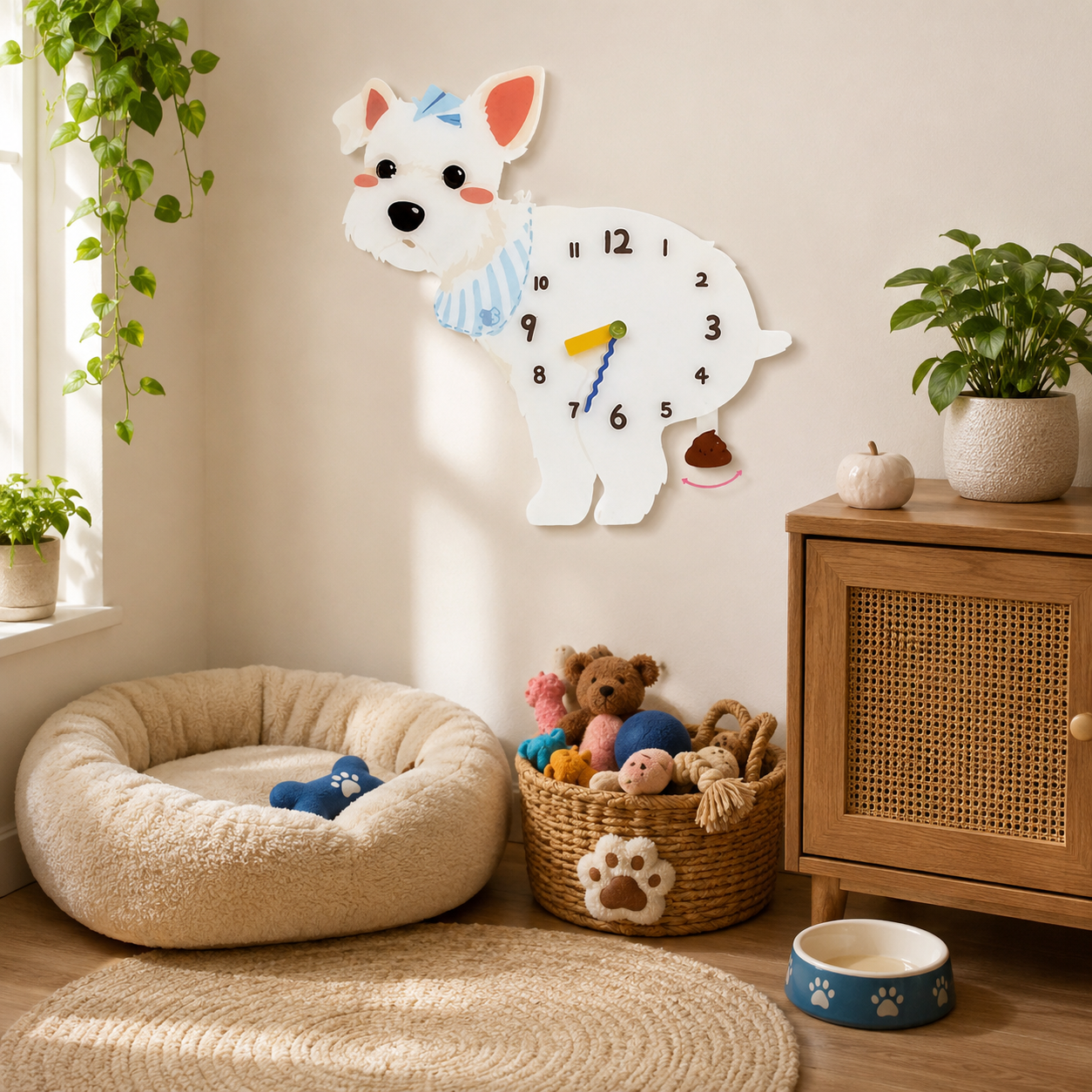 White Schnauzer in a warm room scene for dog lovers and pet parents