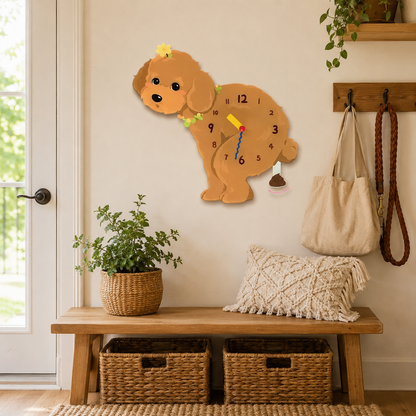Brown Teddy Poodle in a warm room scene for dog lovers and pet parents