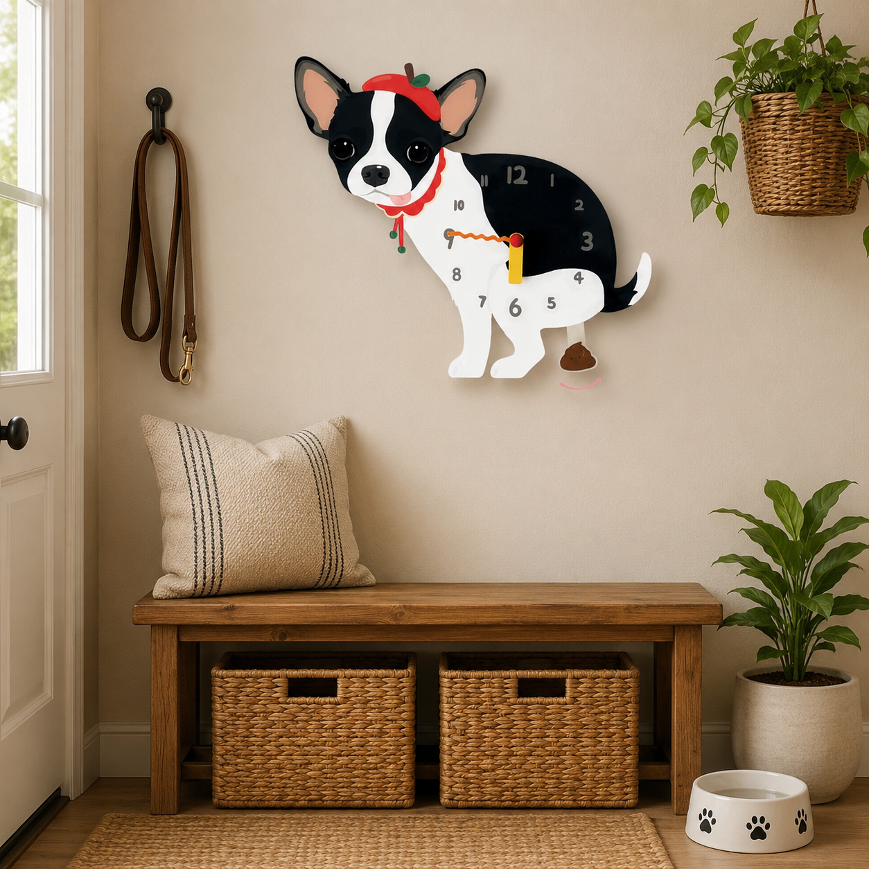 Black and White Chihuahua in a warm room scene for dog lovers and pet parents