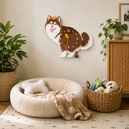 Red Cross Alaskan Malamute in a warm room scene for dog lovers and pet parents