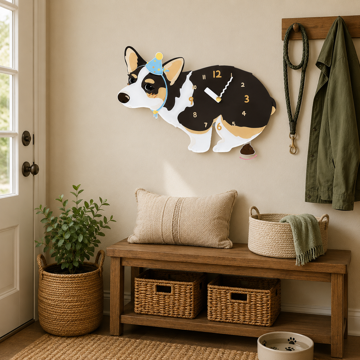 Black-Faced Tricolor Corgi in a warm room scene for dog lovers and pet parents