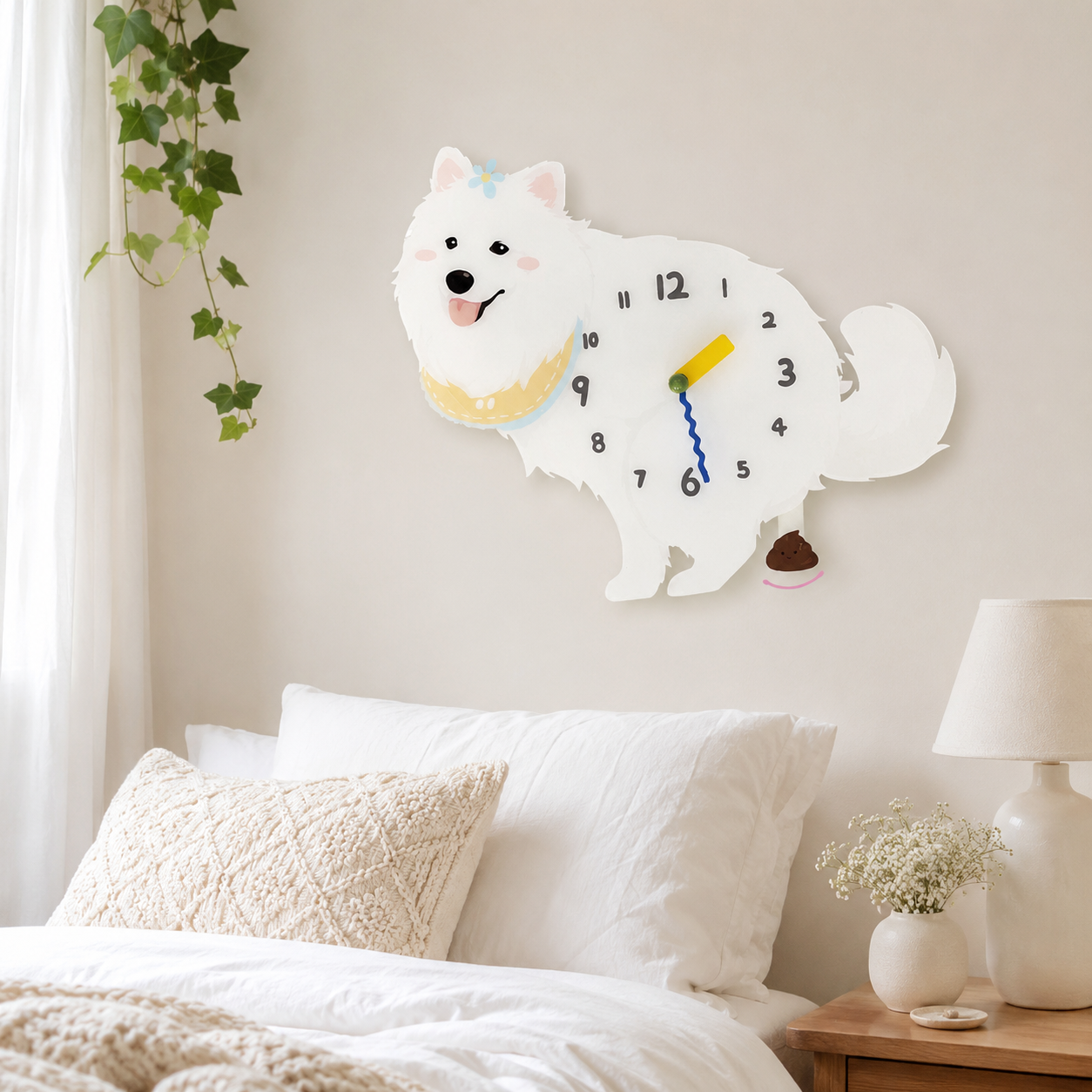 Samoyed in a warm room scene for dog lovers and pet parents